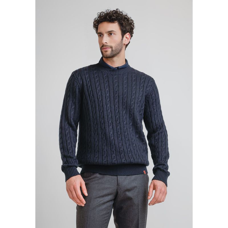 TRIAL - Sweater Hombre Trenzado Phantom Azul Marino