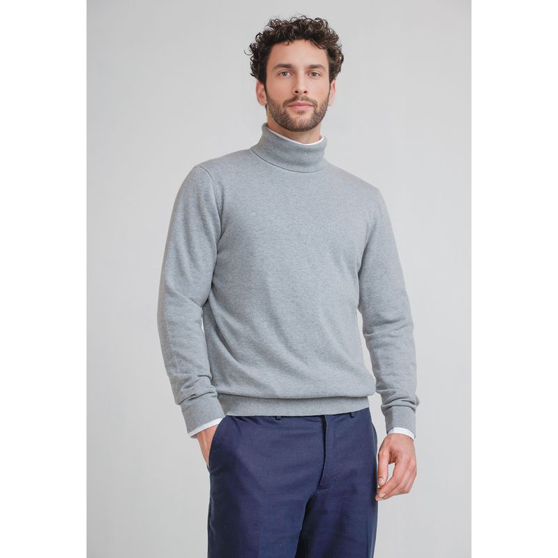 TRIAL - Sweater Hombre Cuello Alto Phastos Gris Melange