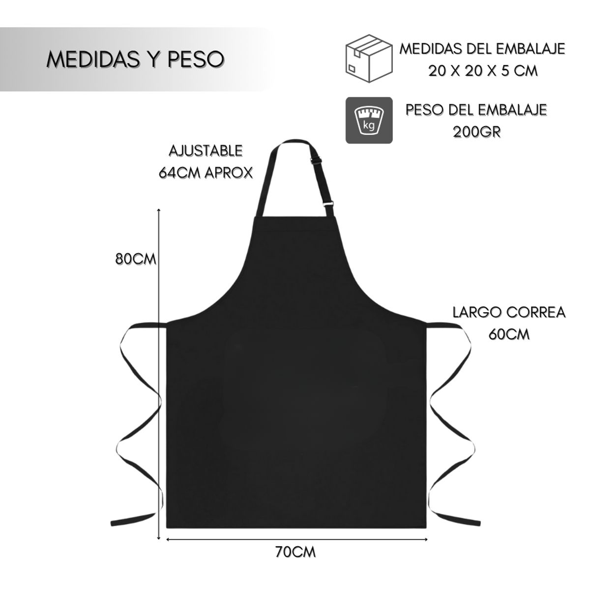 GENERICO - Delantal Perchera Cocina Anti-mancha Anti-grasa Adjustable