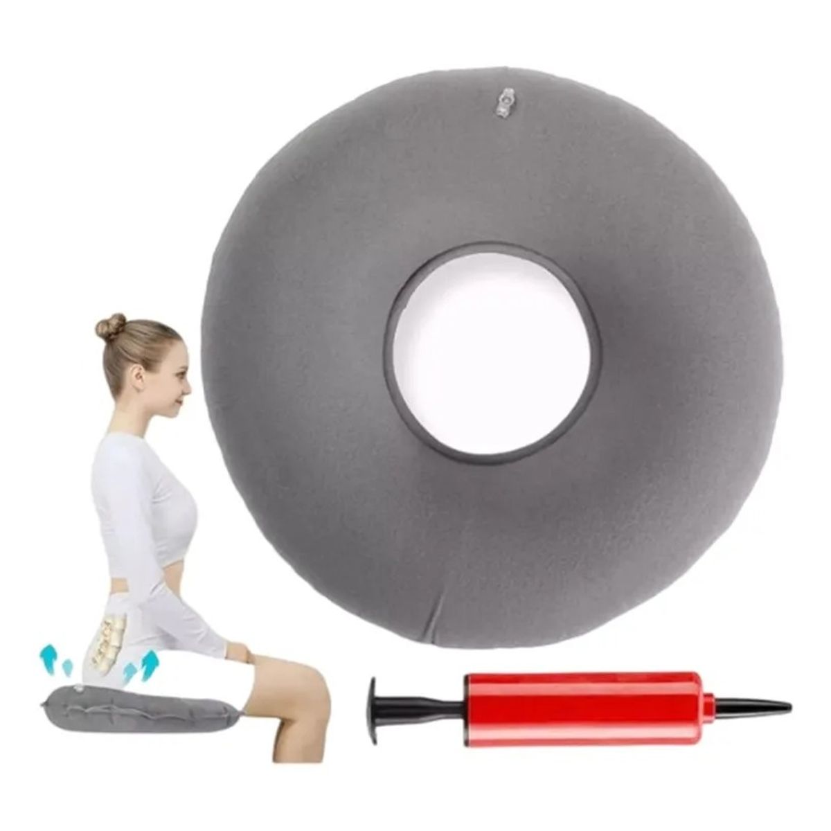 GENERICO - Cojin Dona Ortopedica Para Hemorroides Asiento Inflable
