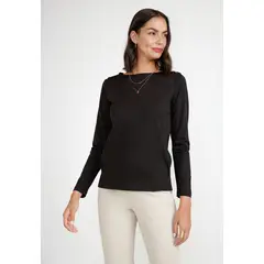 CANADIENNE - Polera Manga Larga Mujer Algodón Peruano Negro