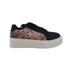 HERIEL - Zapatilla Negra con Rosa Print Mujer