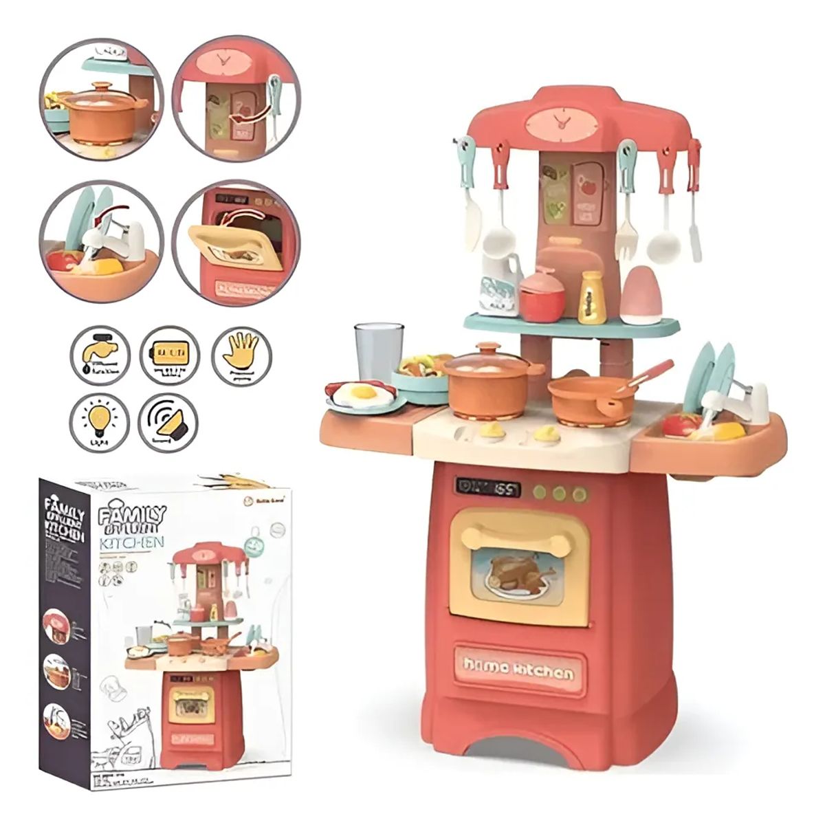 BEIBE GOOD - Juguete Cocina Vajilla 29 Accesorios Luz Sonido 62x45x21,5cm