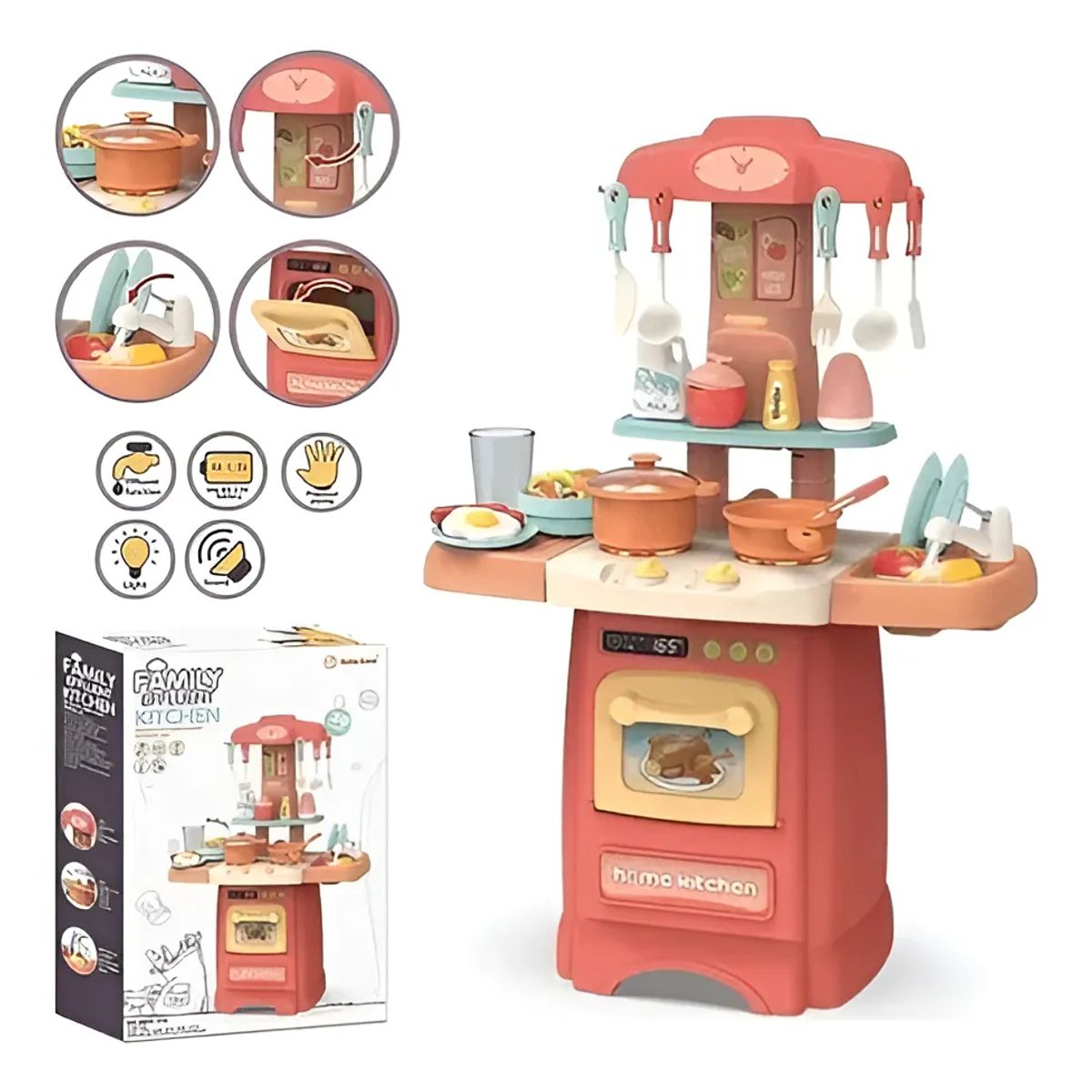 BEIBE GOOD - Juguete Cocina Vajilla 29 Accesorios Luz Sonido 62x45x21,5cm