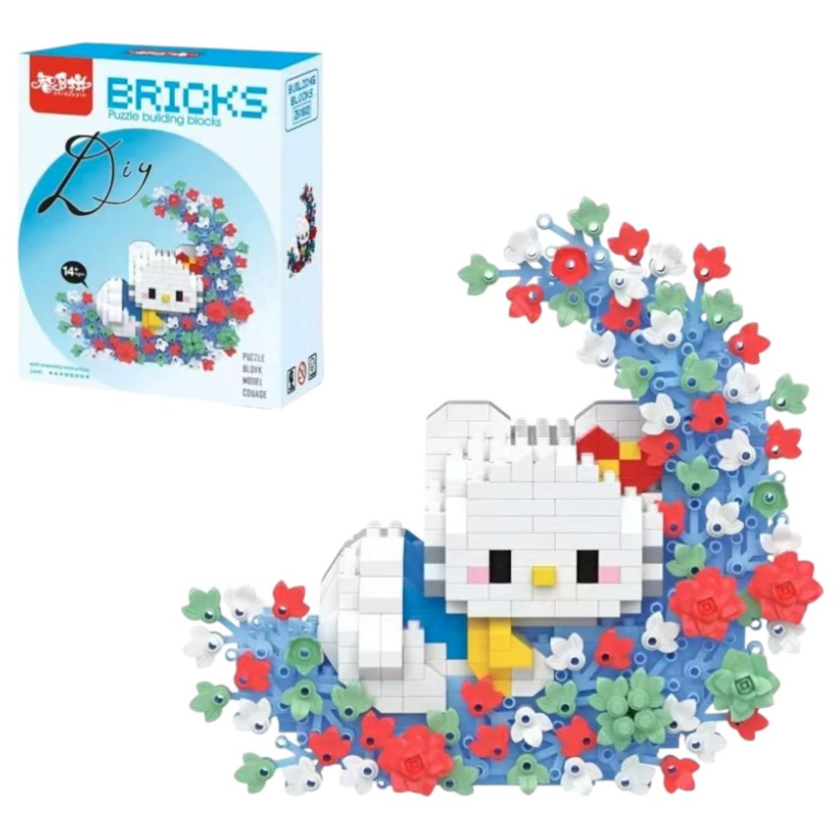 GENERICO - Mini Bloques Armables Kitty Luna  Figura 3D caja