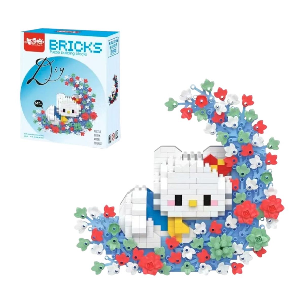 GENERICO - Mini Bloques Armables Kitty Luna  Figura 3D caja