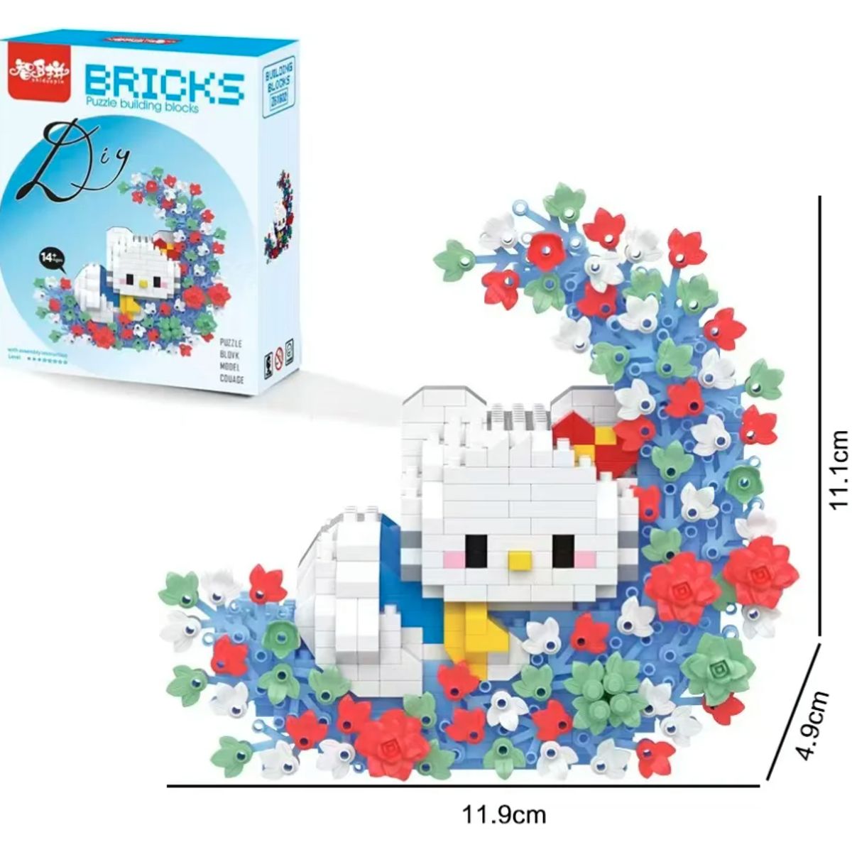 GENERICO - Mini Bloques Armables Kitty Luna  Figura 3D caja