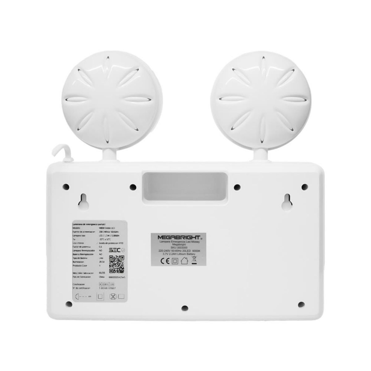 MEGABRIGHT - LAMPARA DE EMERGENCIA MEGABRIGHT MB08 DOBLE LED