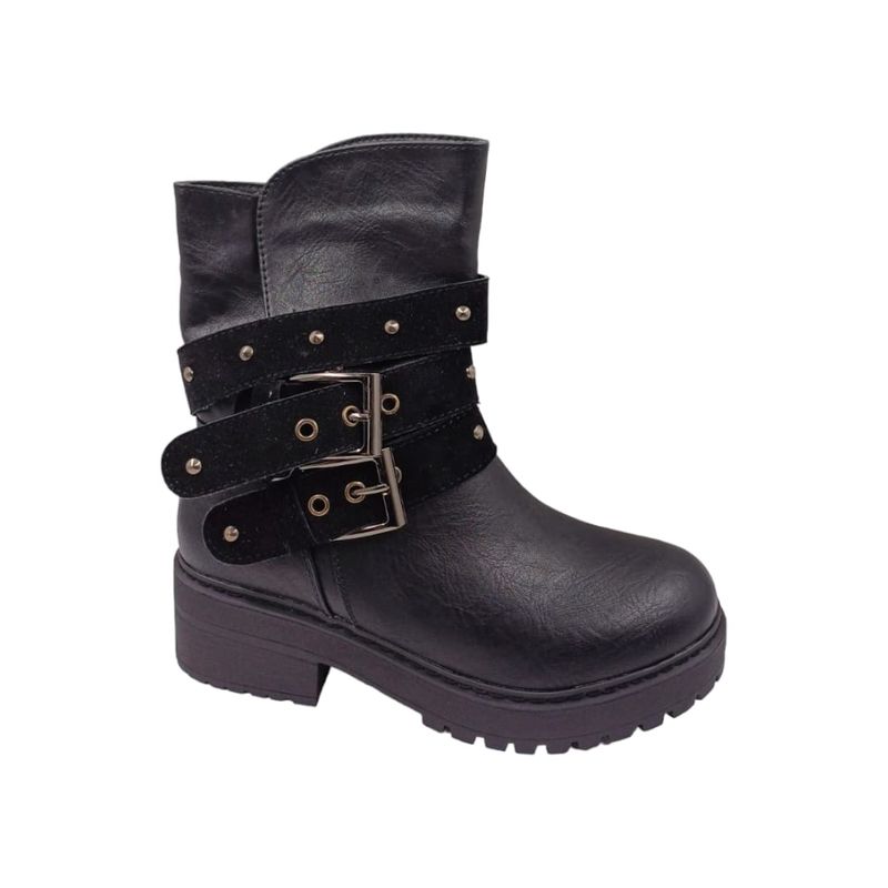HERIEL - Bota Negra Tachas Mujer