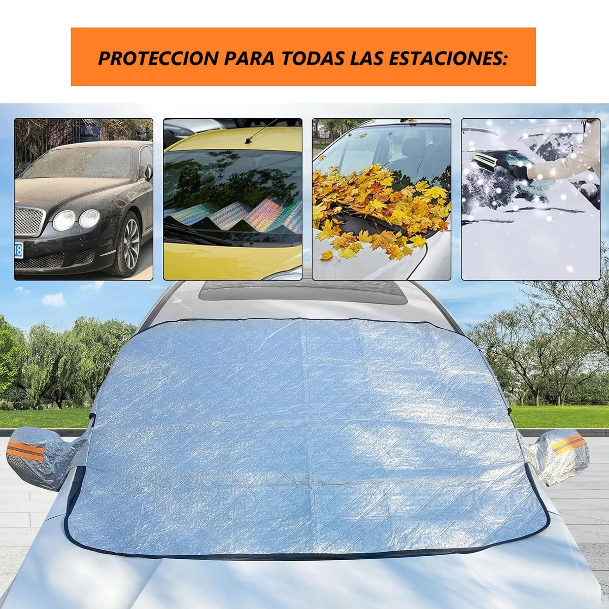 GENERICO - Funda Protectora Cubreparabrisas Sol y Nieve Para Automovil