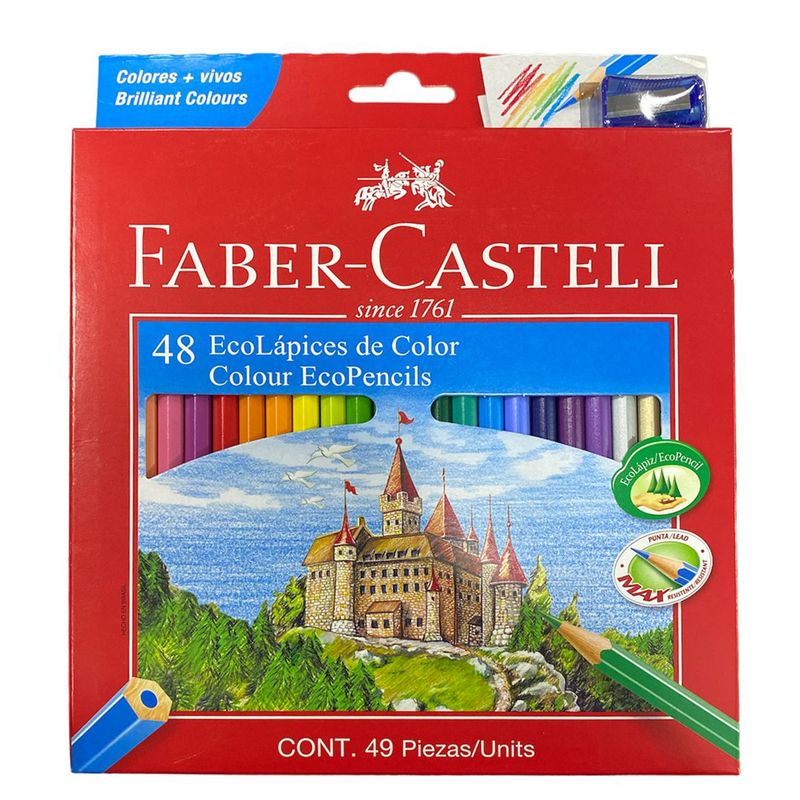 FABER-CASTELL - Lapices Faber-Castell Ecolápices 48 Colores + Sacapuntas