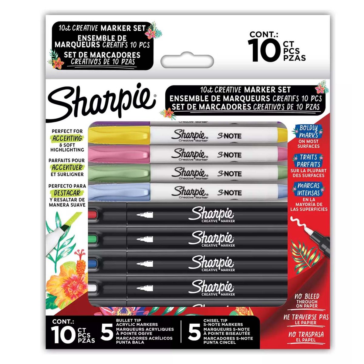 SHARPIE - Marcadores Creativos Sharpie Acrilicos y S-Note 10 Colores