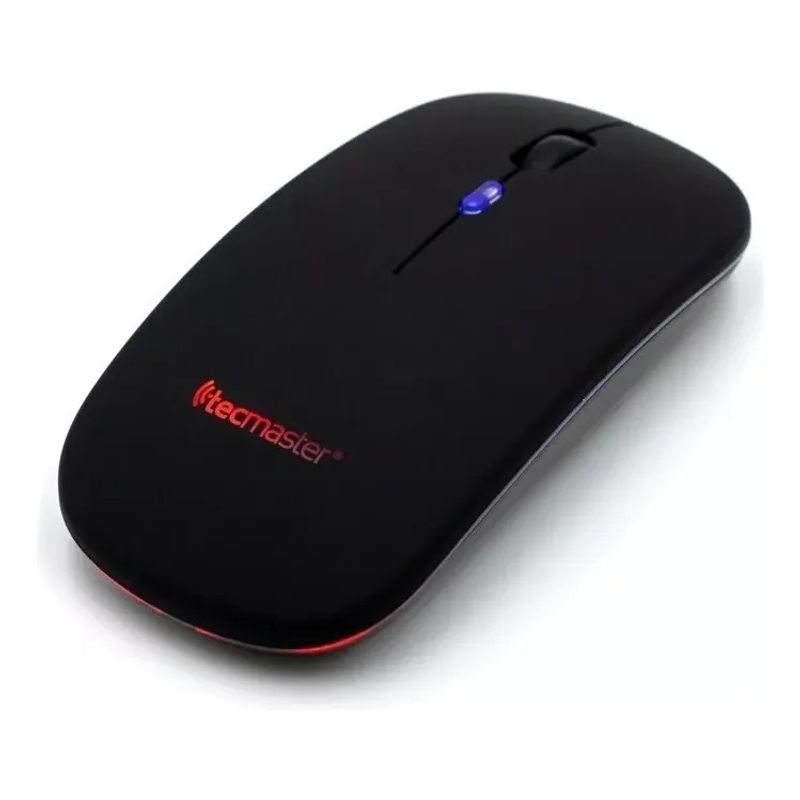 TECMASTER - Mouse Recargable Plano Rgb Inalambrico Dual  tecmaster TM-100516-BK