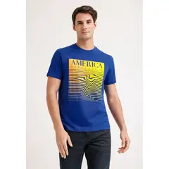 PERRY ELLIS - Polera Hombre Manga Corta Con Estampado Azulino