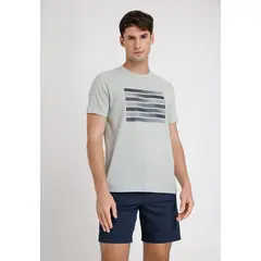 PERRY ELLIS - Polera Hombre Manga Corta Con Estampado Verde Claro