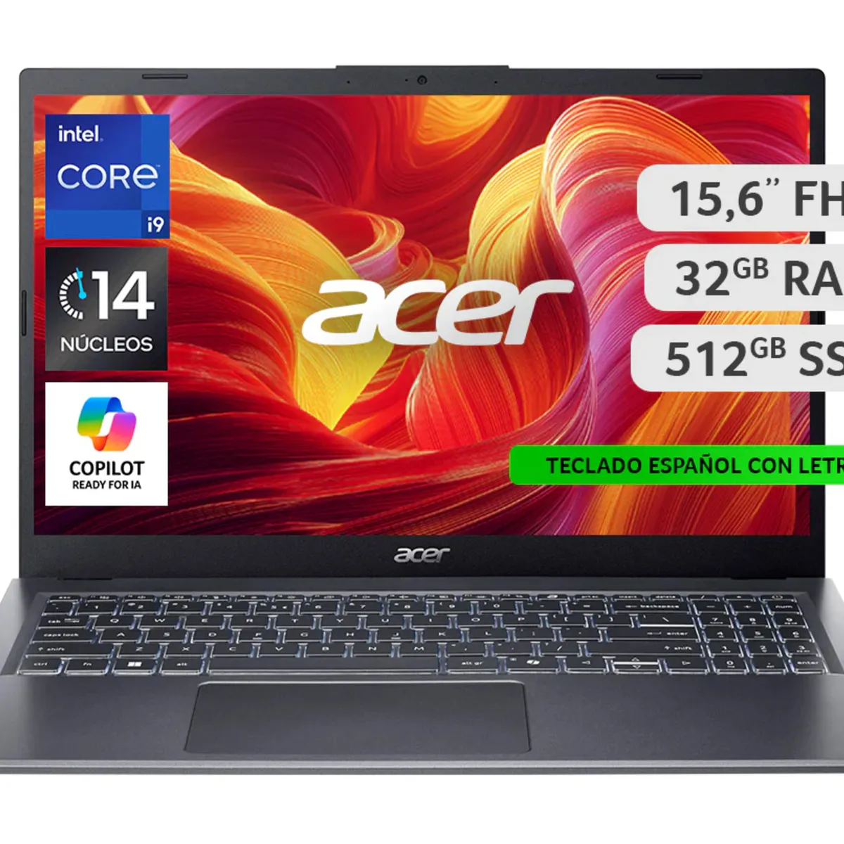 ACER - Notebook Acer A15-51M-94YC 15'6 Intel Corei9 / 32 Gb Ram / 512 Gb Ssd Negro