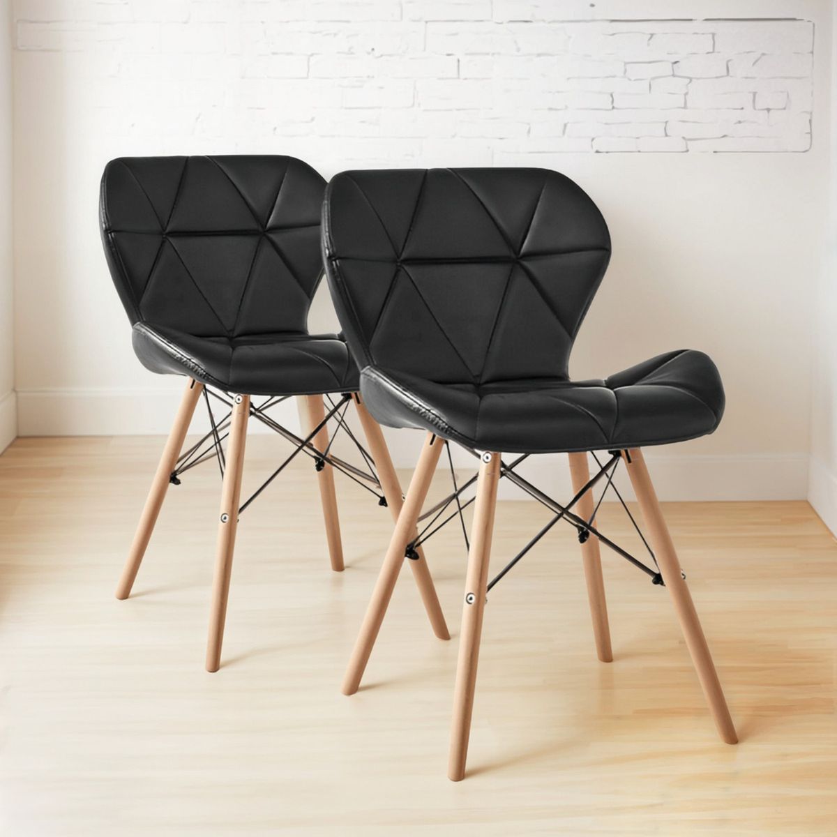 VINCENZI - Pack 2 Sillas Comedor Eames Butterfly Negras Vincenzi