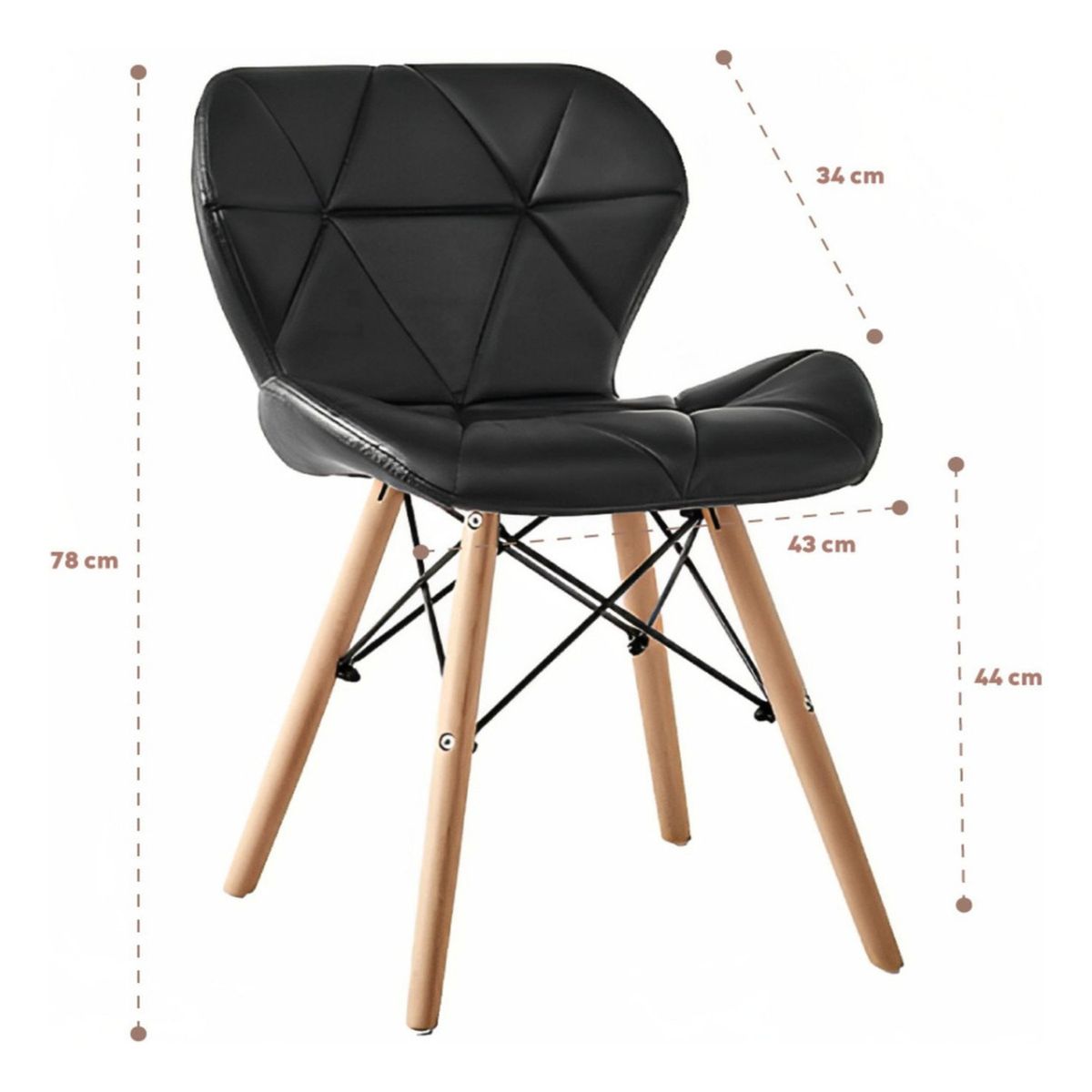 VINCENZI - Pack 2 Sillas Comedor Eames Butterfly Negras Vincenzi
