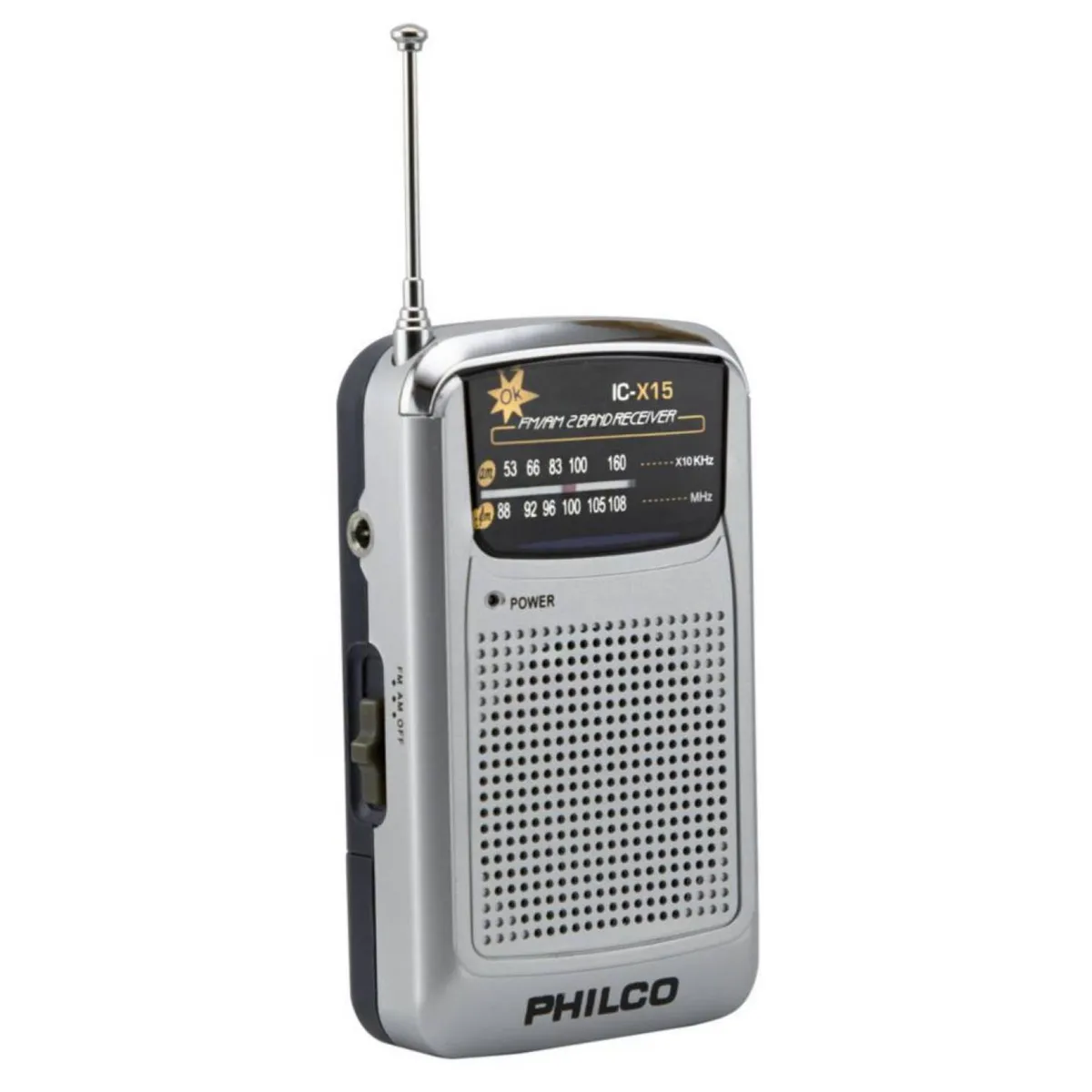 PHILCO - Radio De Bolsillo Retro AM FM Gris IC-X15