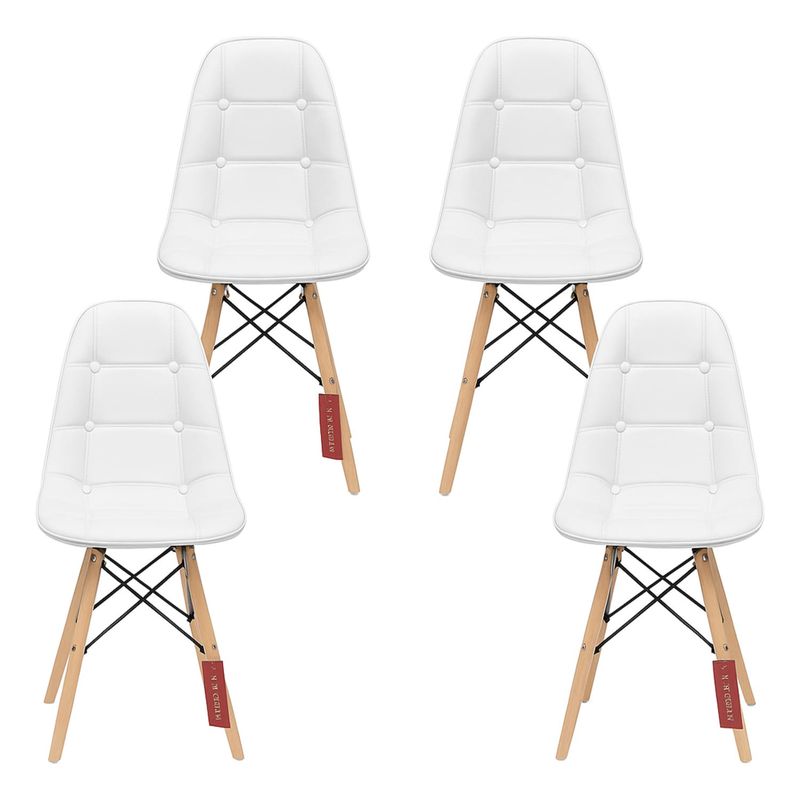 VINCENZI - Pack 4 Sillas Comedor Eames York Blancas Vincenzi