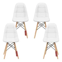 VINCENZI - Pack 4 Sillas Comedor Eames York Blancas