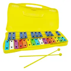 GENERICO - Metalofono Xilofono 25 Notas 2 Baquetas Amarillo Infantil