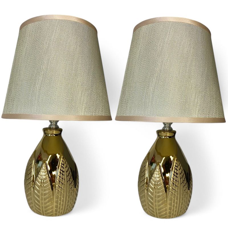 GENERICO - Pack X2 Lámparas Velador Con Pantalla Decoración Dormitorios Ceramica