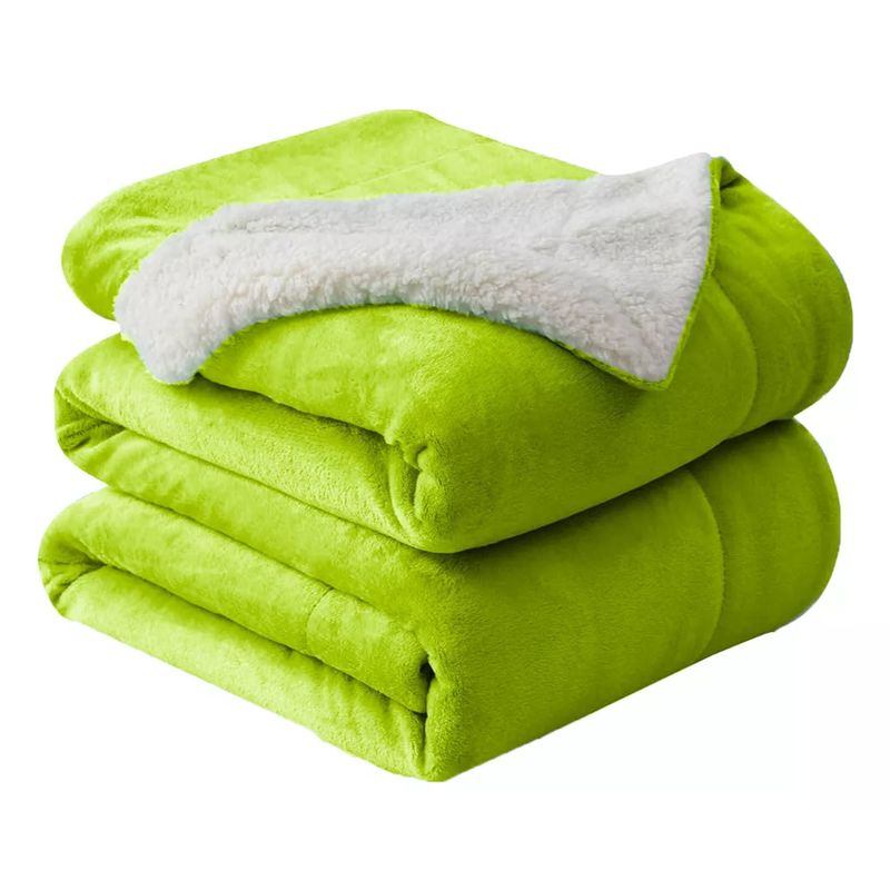 GENERICO - Frazada Polar Plush Térmica Con Chiporro Sherpa 1,5 plz Verde Lima