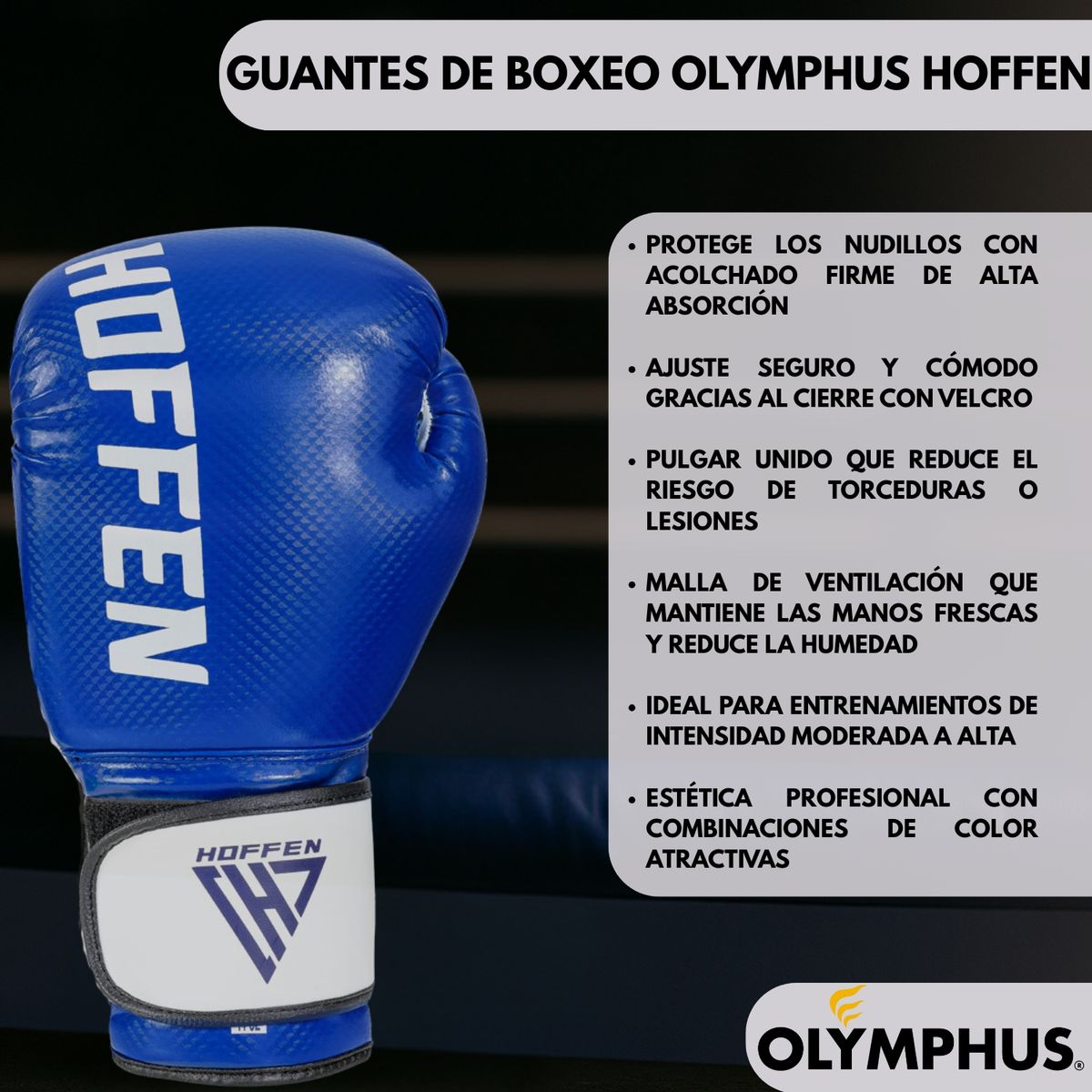 OLYMPUS - Guantes Boxeo Olymphus Hoffen Entrenamiento Alto Rendimiento