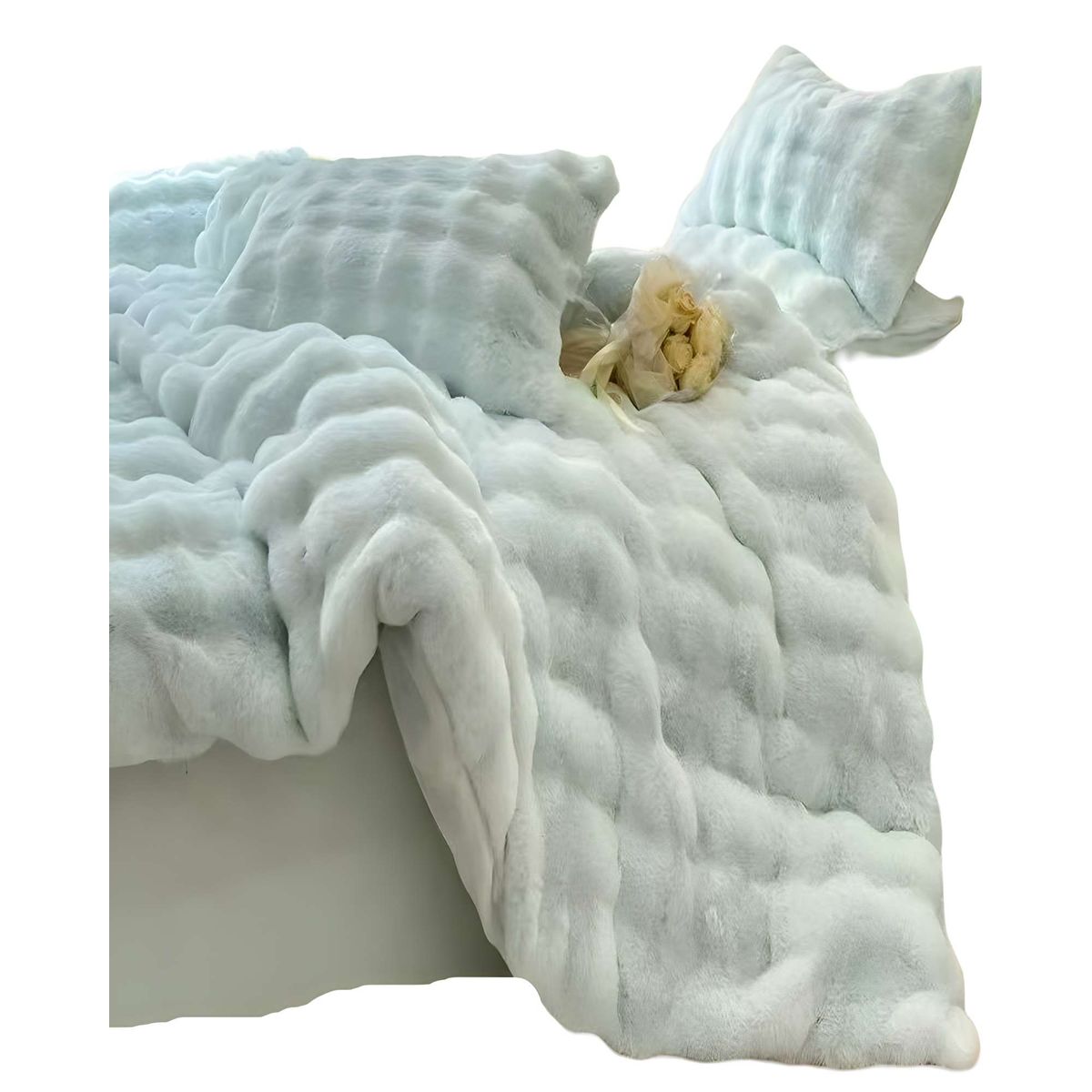 GENERICO - COBERTOR IMITACION DE PIEL DE CONEJO CON CHIPORRO CELESTE