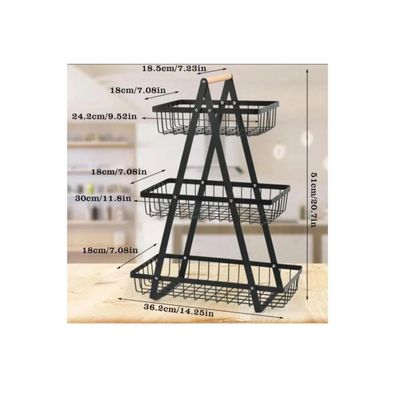 Imagen 2 del producto Cesta Frutas Vegetales Organizador AceroMadera 3 Niveles