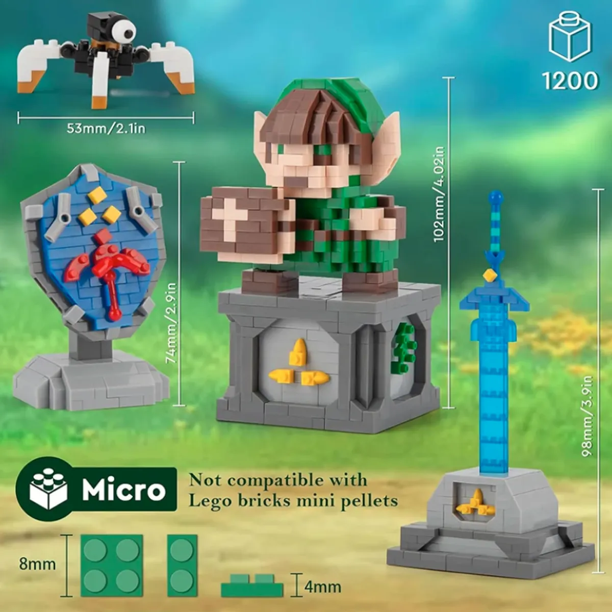 GENERICO - Figura Zelda Link Mini Bloques Armable Espada Escudo Hyliano