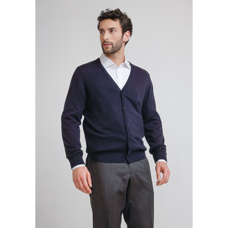 TRIAL - Tejido Hombre Formal Cardigan Azul Marino