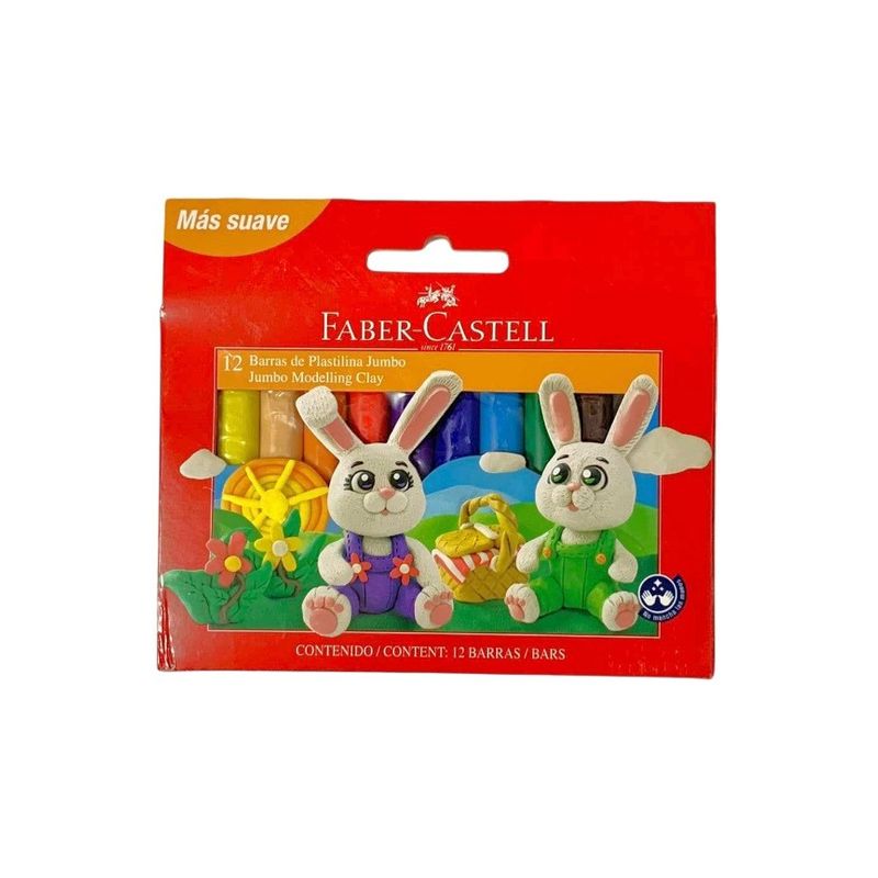 FABER-CASTELL - Plasticina jumbo 12 colores 180gr 25