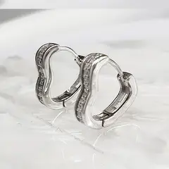 GENERICO - Aro Argolla Corazón de plata con Microcircones