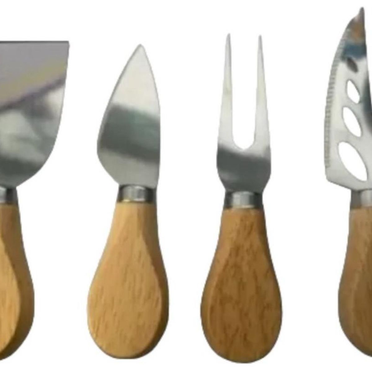 GENERICO - Set Cuchillos Para Quesos Mango Madera Cocktail Acero Inox