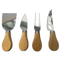 Set Cuchillos Para Quesos Mango Madera Cocktail Acero Inox