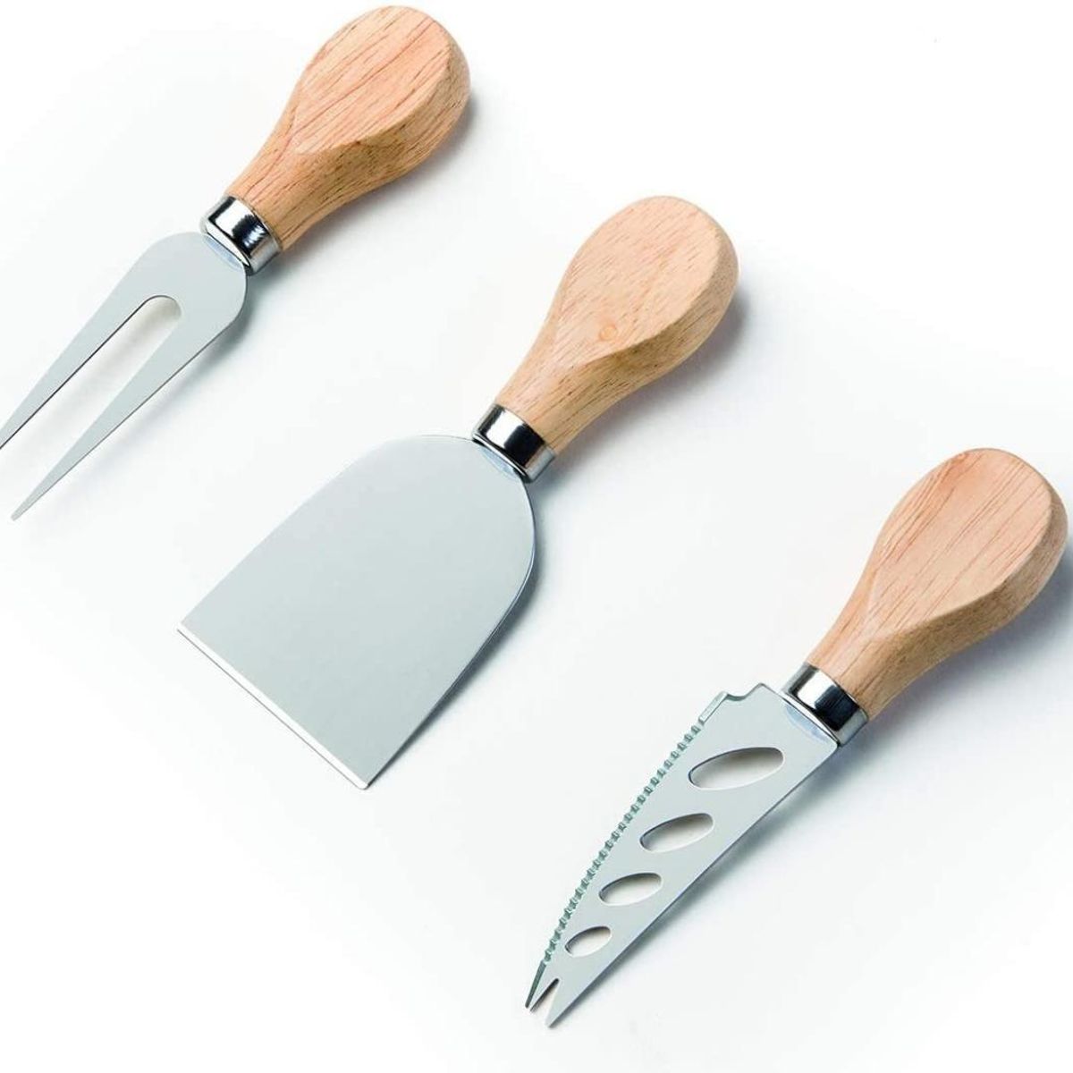 GENERICO - Set Cuchillos Para Quesos Mango Madera Cocktail Acero Inox