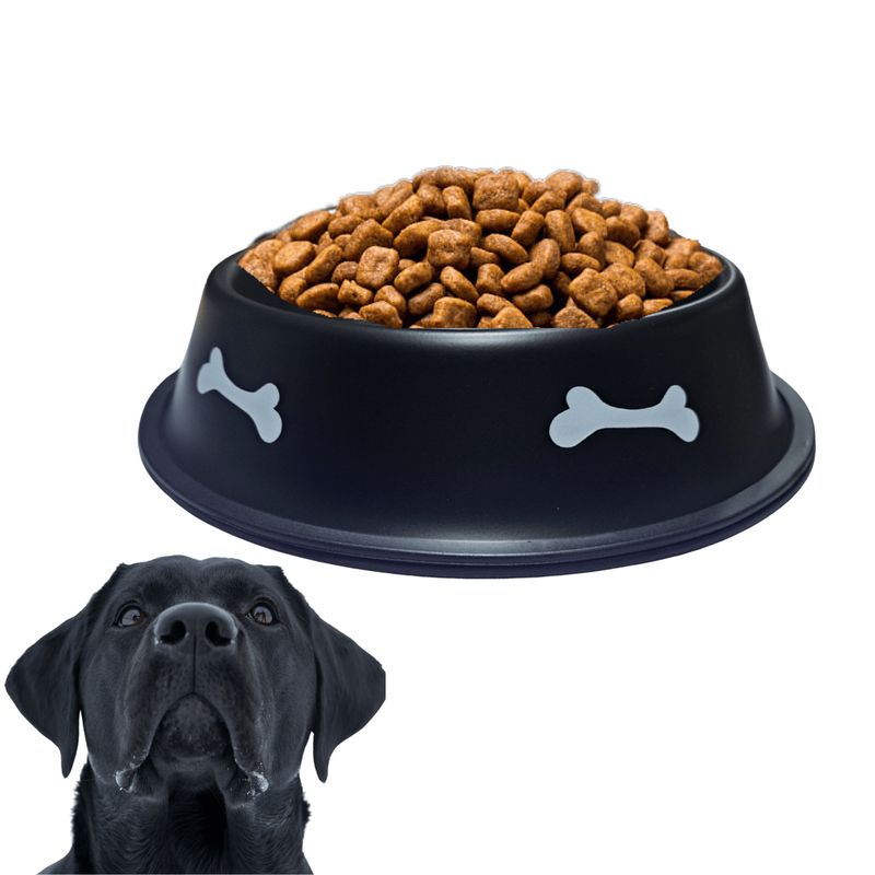 GENERICO - Bowl inoxidable Comida Perro 30 cm Negro
