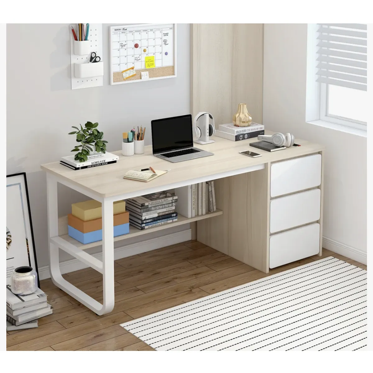 HOMER DESIGN - Escritorio Pata Metal Oficina Cajon 140x50x74cm Homer Design