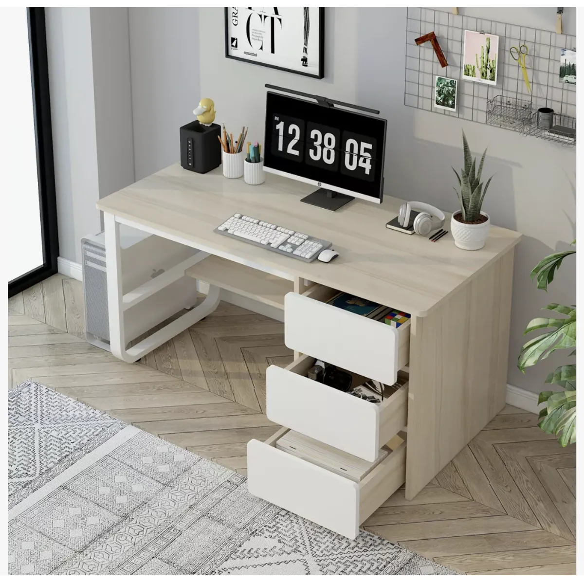 HOMER DESIGN - Escritorio Pata Metal Oficina Cajon 140x50x74cm Homer Design