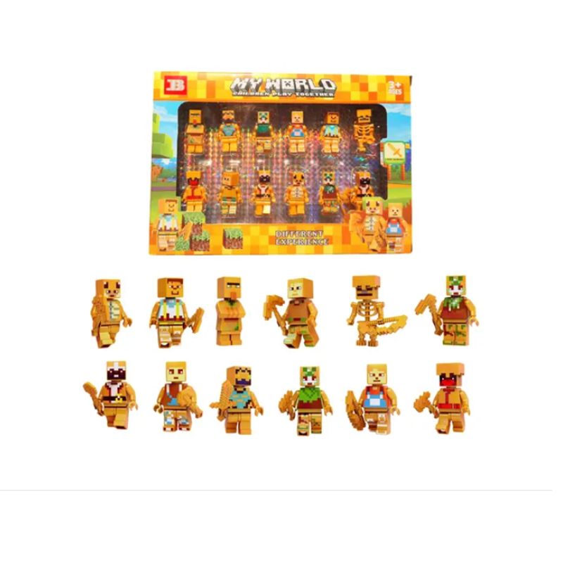 GENERICO - Set Minecraft Figuras Armables Juguetes  DORADO