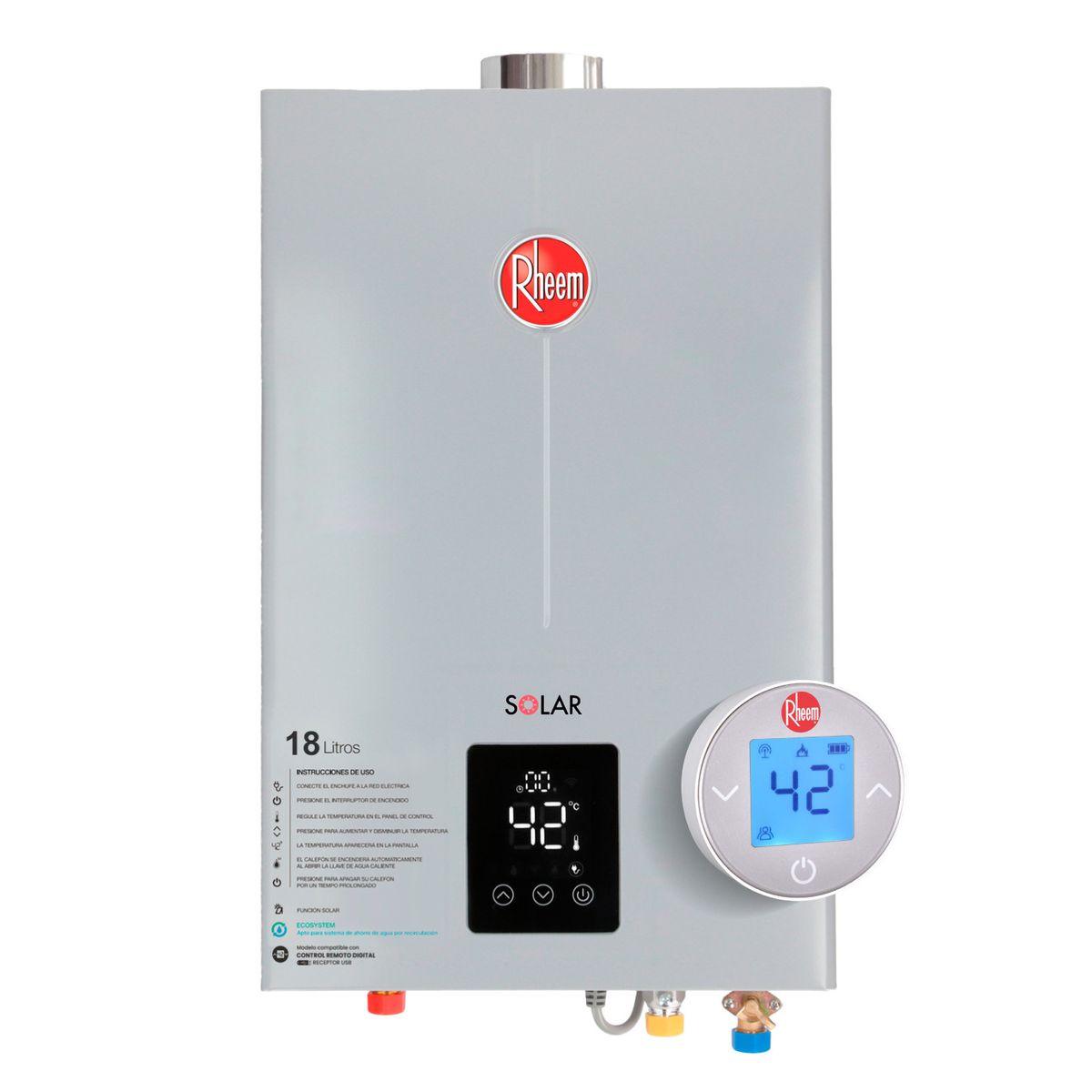 RHEEM - Calefont 18 L Gas Licuado T. Forzado con Control Digital Rheem