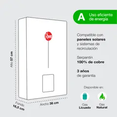 RHEEM - Calefont 18 L Gas Natural T. Forzado con Control Digital