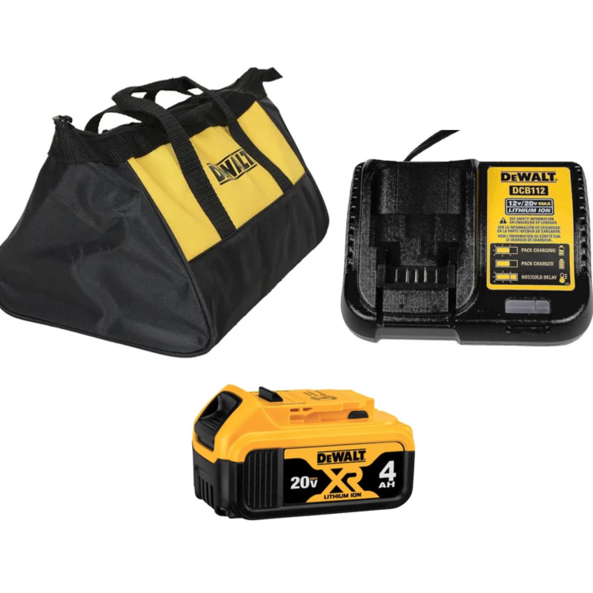 DEWALT - Pack Batería 4,0 Ah + Cargador Dcb 112 Dewalt + Bolso - E.o.