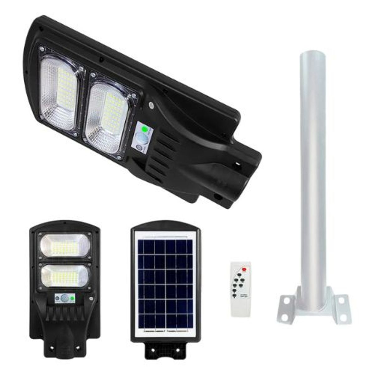 GENERICO - Luminaria de Calle Solar de 100W + Poste y Control Remoto Jortan