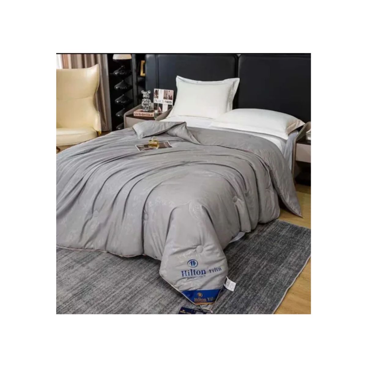 GENERICO - Cubrecama plumon 2 plazas gris.