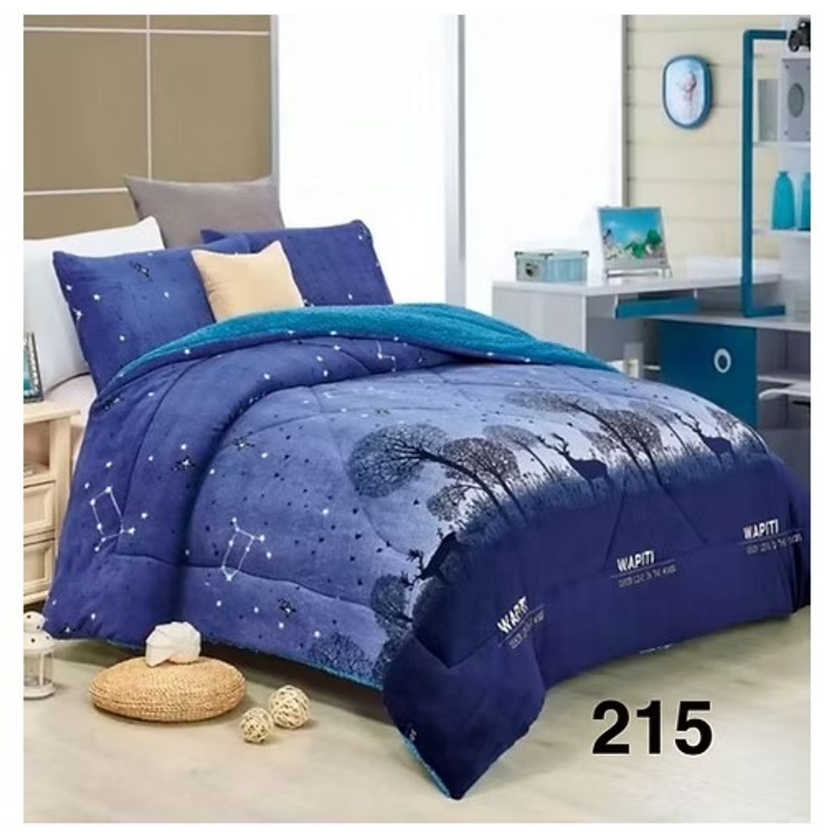 GENERICO - Cobertor de invierno Plush con chiporro 1,5 Plaza - Cielo Estrellado