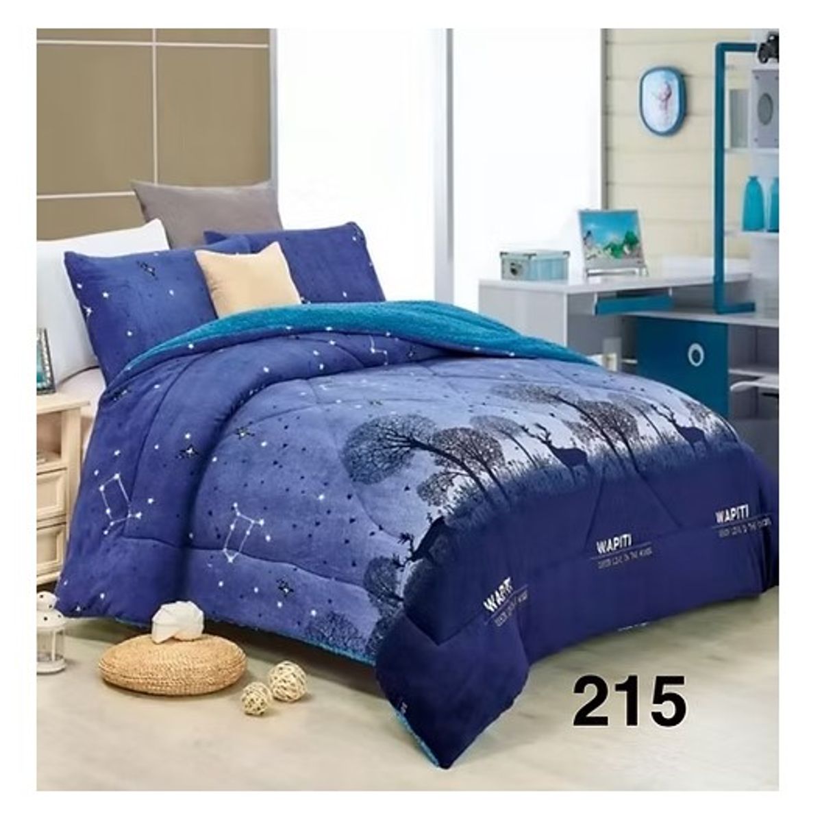 GENERICO - Cobertor de invierno Plush con chiporro 1,5 Plaza - Cielo Estrellado