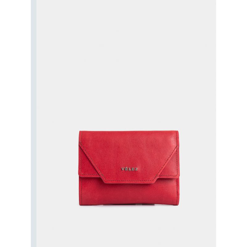 VELEZ - Vélez Billetera Taupe De Cuero Para Mujer Con Monedero Rojo